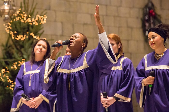 black gospel choir soloist singing at OLV church in Maastricht