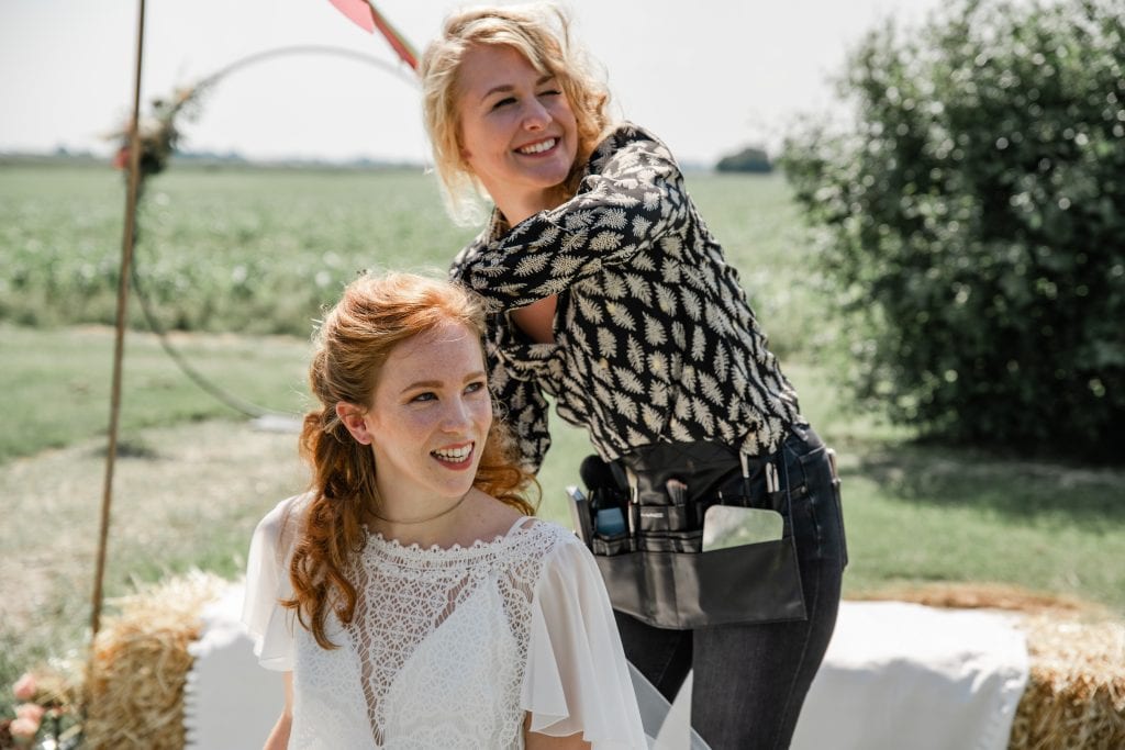wedding day hair bridal hairdresser styling brides long red hair