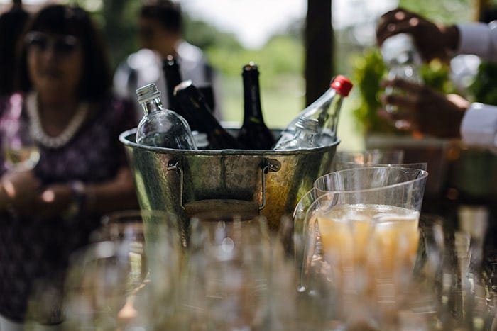 commitment ceremony various bottles in a silver champagne bucket