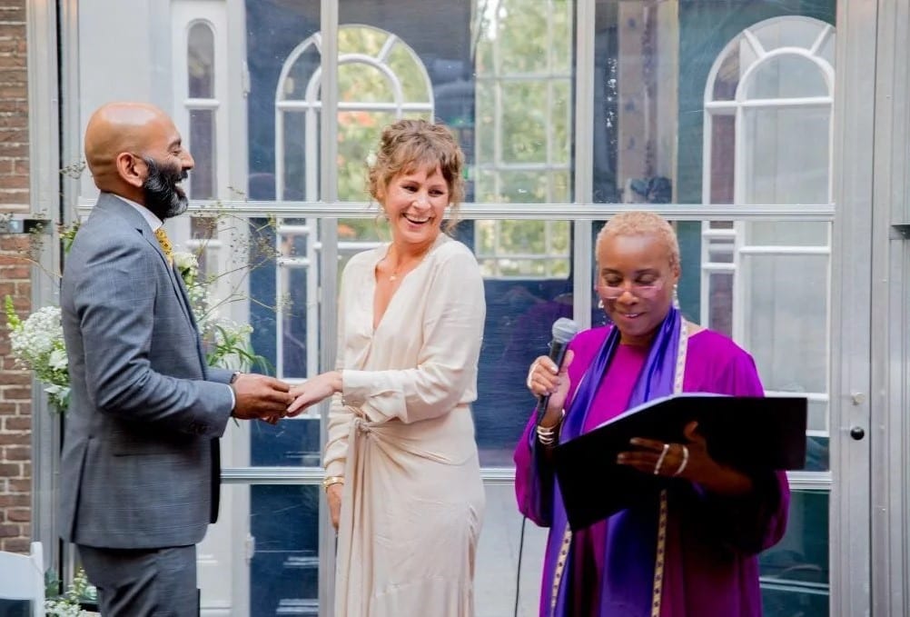 London wedding celebrant Amsterdam and black naming celebrant