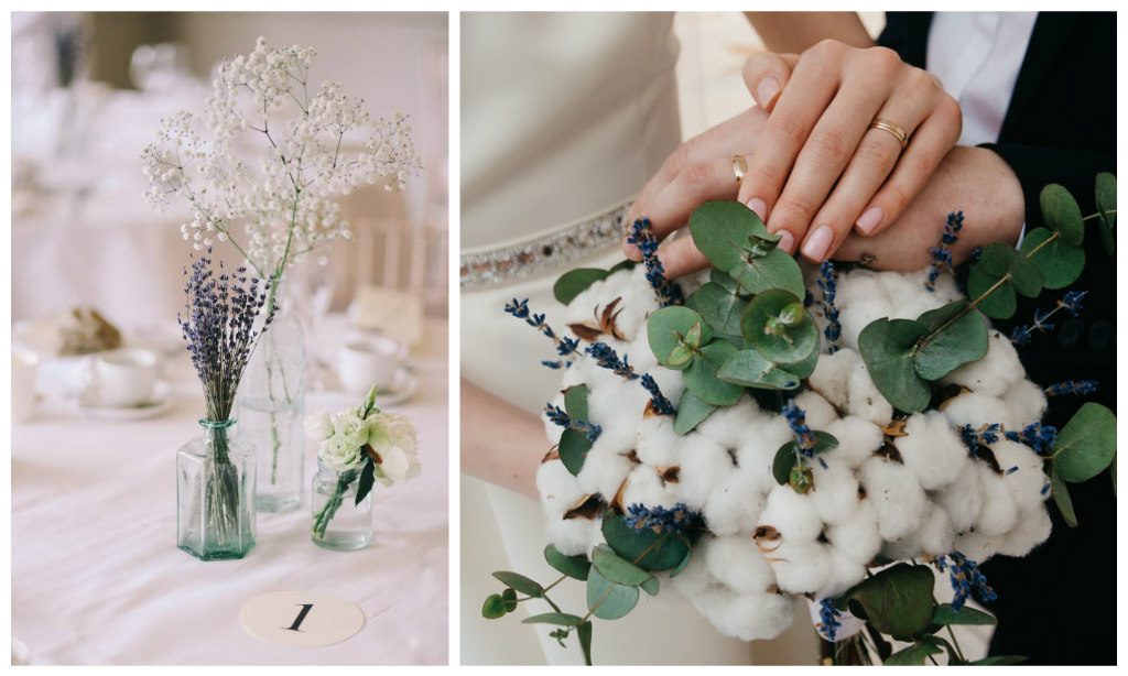 8 top wedding magazines cosmopolitan couple holding cotton wool and greenery bouquet