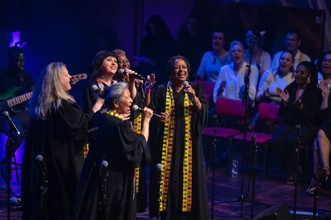 Gospel trio vocal ensemble of 5 female singers.