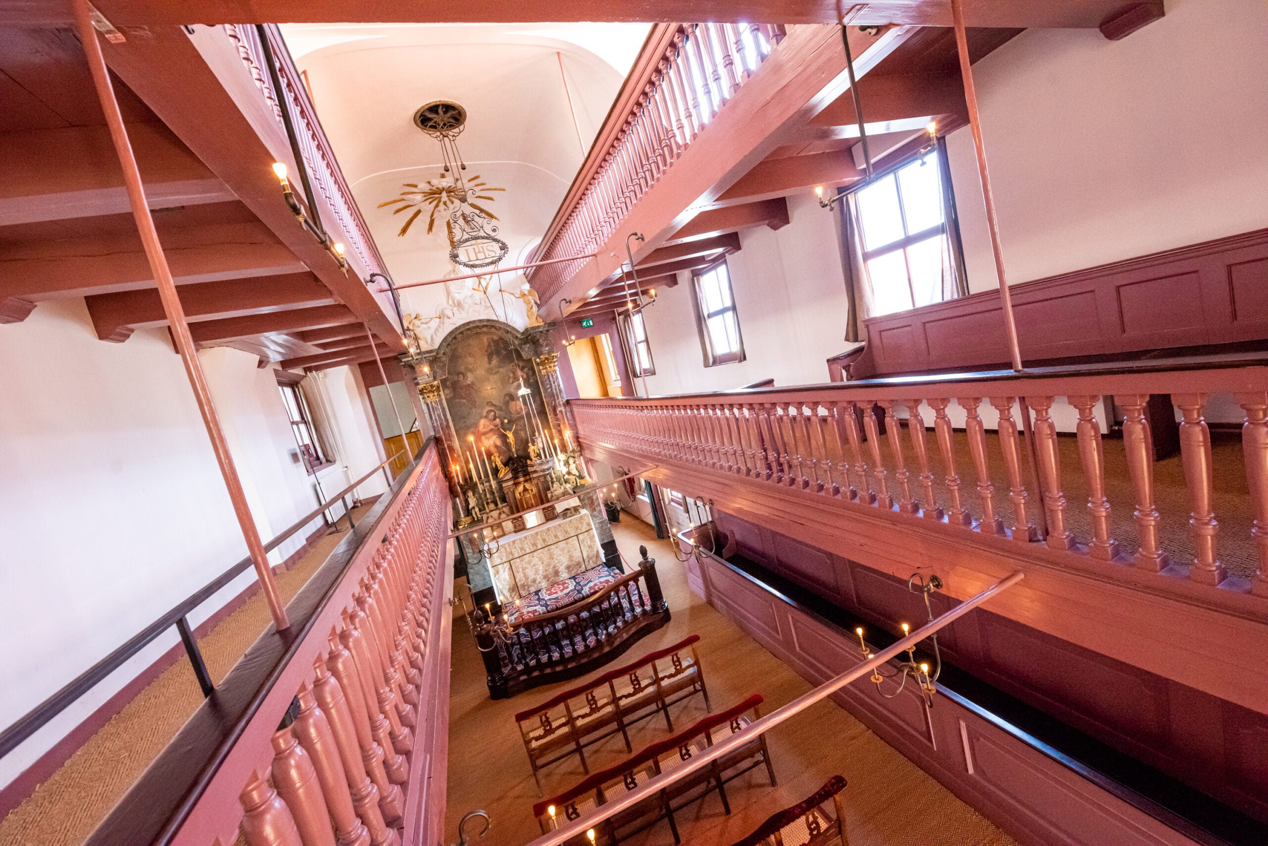 Dutch church weddings in a pink attic church